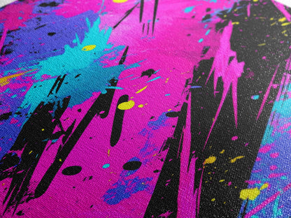 Graffiti Wall Art Splatter Art, Framed Canvas Print, Grunge Style Abstract Art