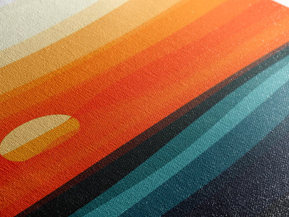 Abstract Sunset Over The Ocean Art Deco Style Wall Art Canvas Print, Beautiful Wall Art, Vertical Living Room Decor