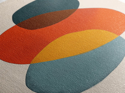 Abstract Geometric Print, White Background Modern Abstract Art, Mid-Century Modern Art, Red Blue and Yellow Art Ready To Hang