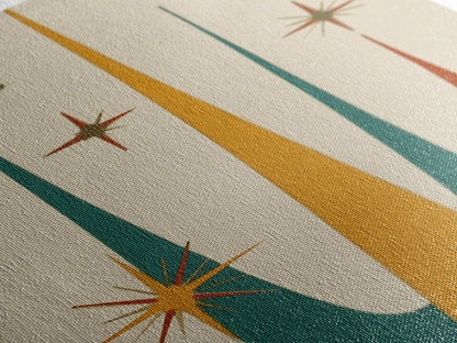 Retro Mid Century Modern Star Burst, 1950s Style Wall Art, Canvas Print, Star Burst Canvas, Retro Home Decor, Starburst Wall Art