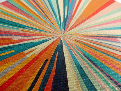 Sunburst Canvas Wall Art Canvas Print | Horizontal Pastel Color Sunset Print | Panoramic Abstract MCM Style Wall Art | Large Wide Print