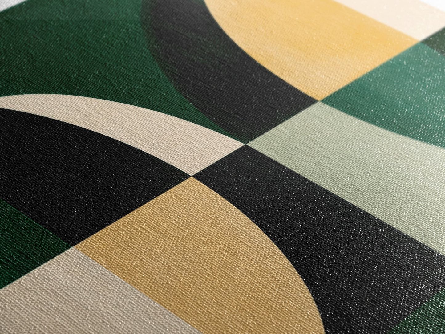 Extra Large Horizontal Emerald Green Geometric Mid Century Modern Wall Art, Framed Canvas Print, Oversized Art