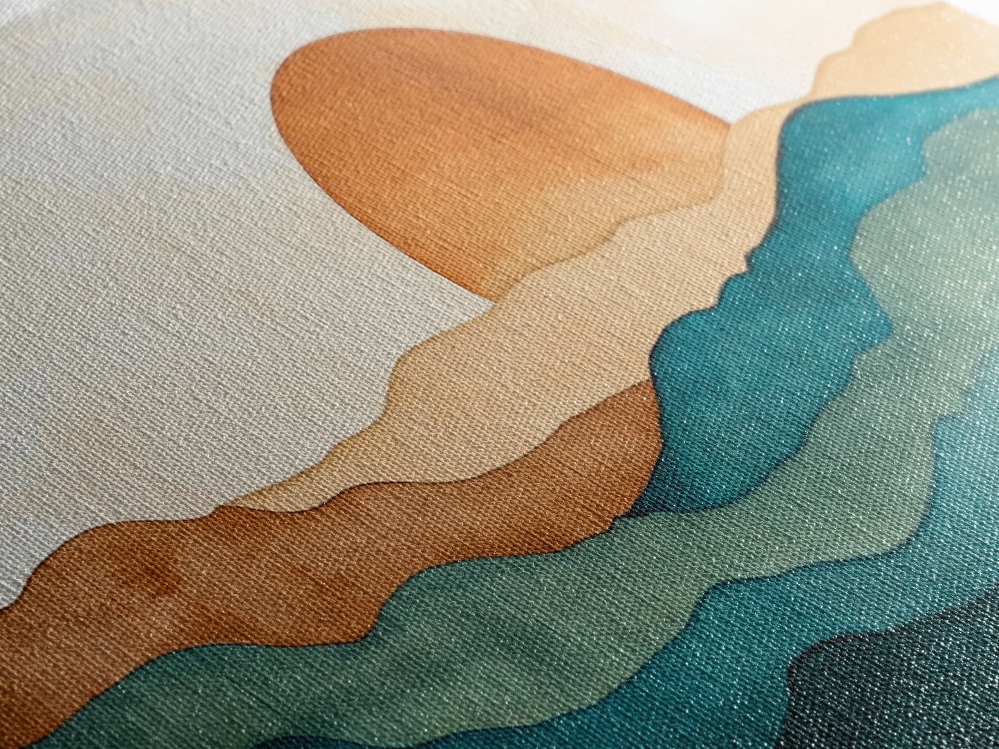 Kitsch Sunset Landscape Painting Print, Boho Wall Decor, Minimalist Wall Art, Eclectic Gift Idea, Kitsch Living Room Decor