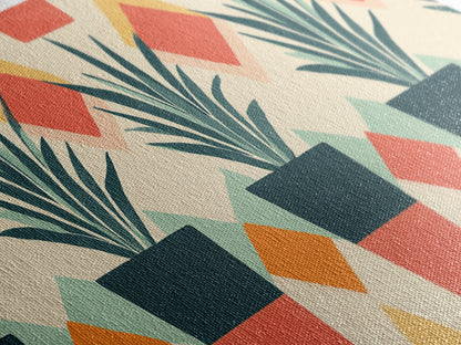 Mid Century Modern Botanical Print, Wood Framed Canvas Art, Botanical Wall Art, Boho Style Southwestern Pueblo Art