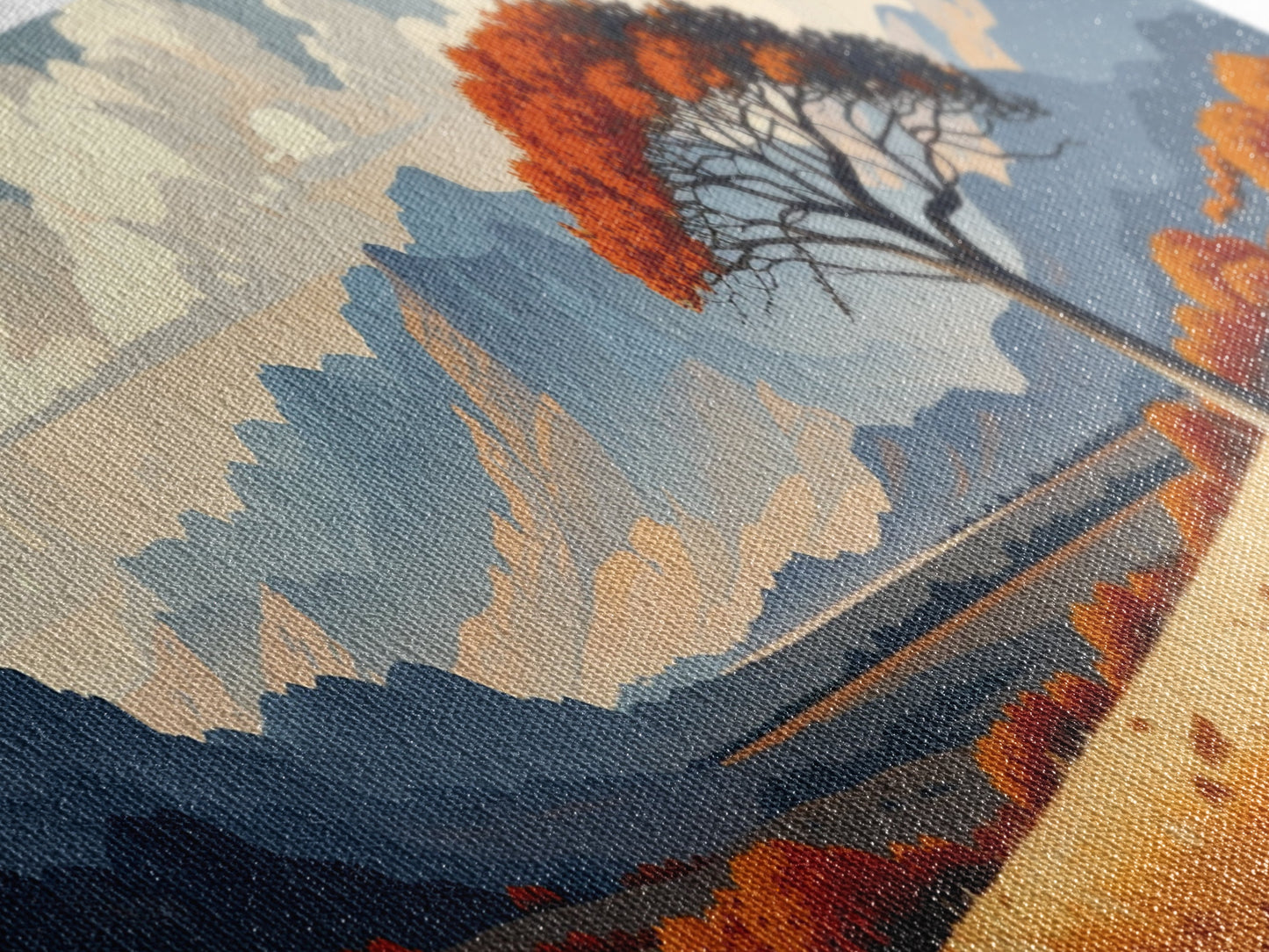 Landscape Print, Muted Southwestern Landscape, Hazy Mountain Valley Oil Painting Print, Panoramic Wall Art, Calm Above Bed Art