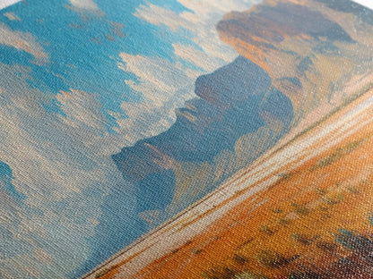 Panoramic Landscape Print Of an Arizona Desert Landscape, Framed Canvas, Rustic Farmhouse Decor, Nature Print, Minimalist Landscape Painting