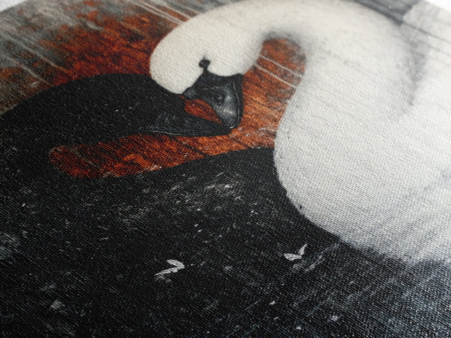 Two Swans in Love, Framed Canvas Print, Goth Decor, Wedding Gift Idea, Engagement Gift, Gift For Couples, Swan Painting, Swan Art