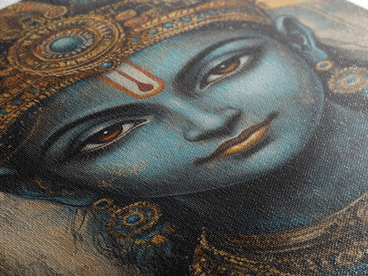 Madhubani Wall Art, Framed Canvas Print, Madhubani Style Decor, Madhubani Painting, Krishna Art