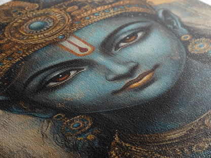 Madhubani Wall Art, Framed Canvas Print, Madhubani Style Decor, Madhubani Painting, Krishna Art