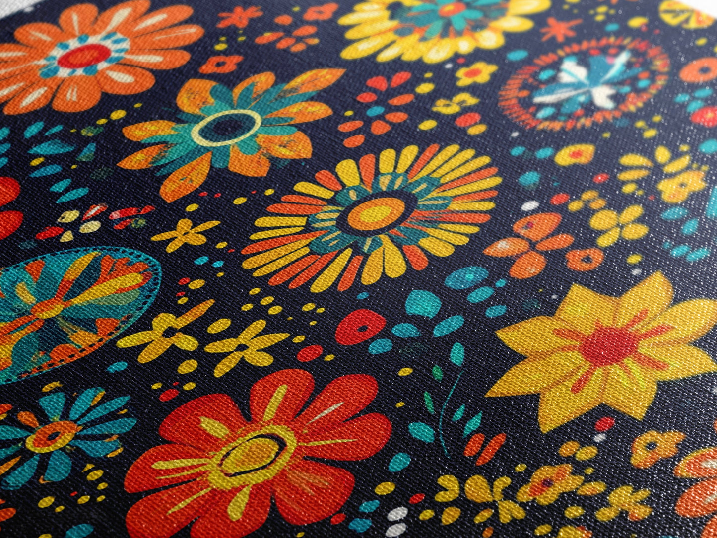 Mexican Tile Pattern Wall Art, Framed Canvas Print, Chicano Wall Art, Mexicano Wall Art, Textile Inspired Wall Decor