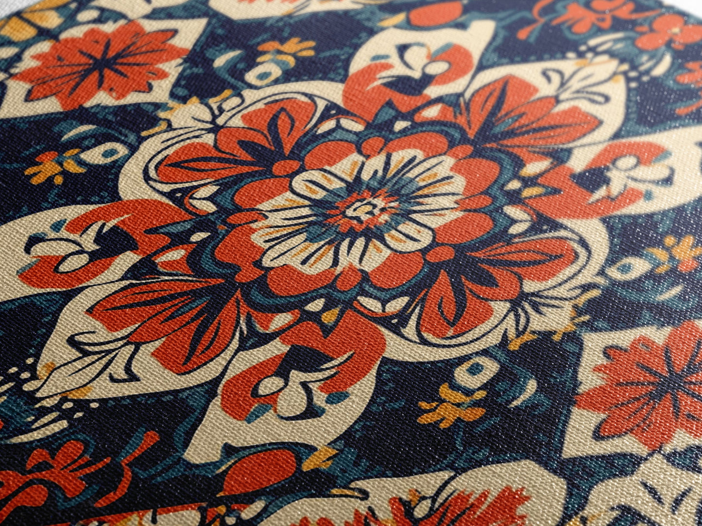 Floral Pattern Wall Art, Mexican Tile Pattern Framed Canvas Print, Chicano Art, Textile Inspired Wall Art, Southwestern Pueblo Style Art