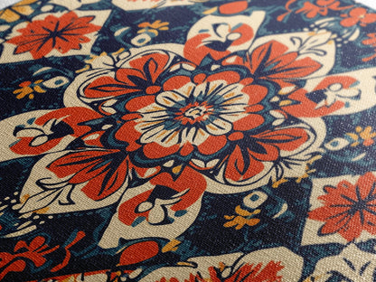 Floral Pattern Wall Art, Mexican Tile Pattern Framed Canvas Print, Chicano Art, Textile Inspired Wall Art, Southwestern Pueblo Style Art