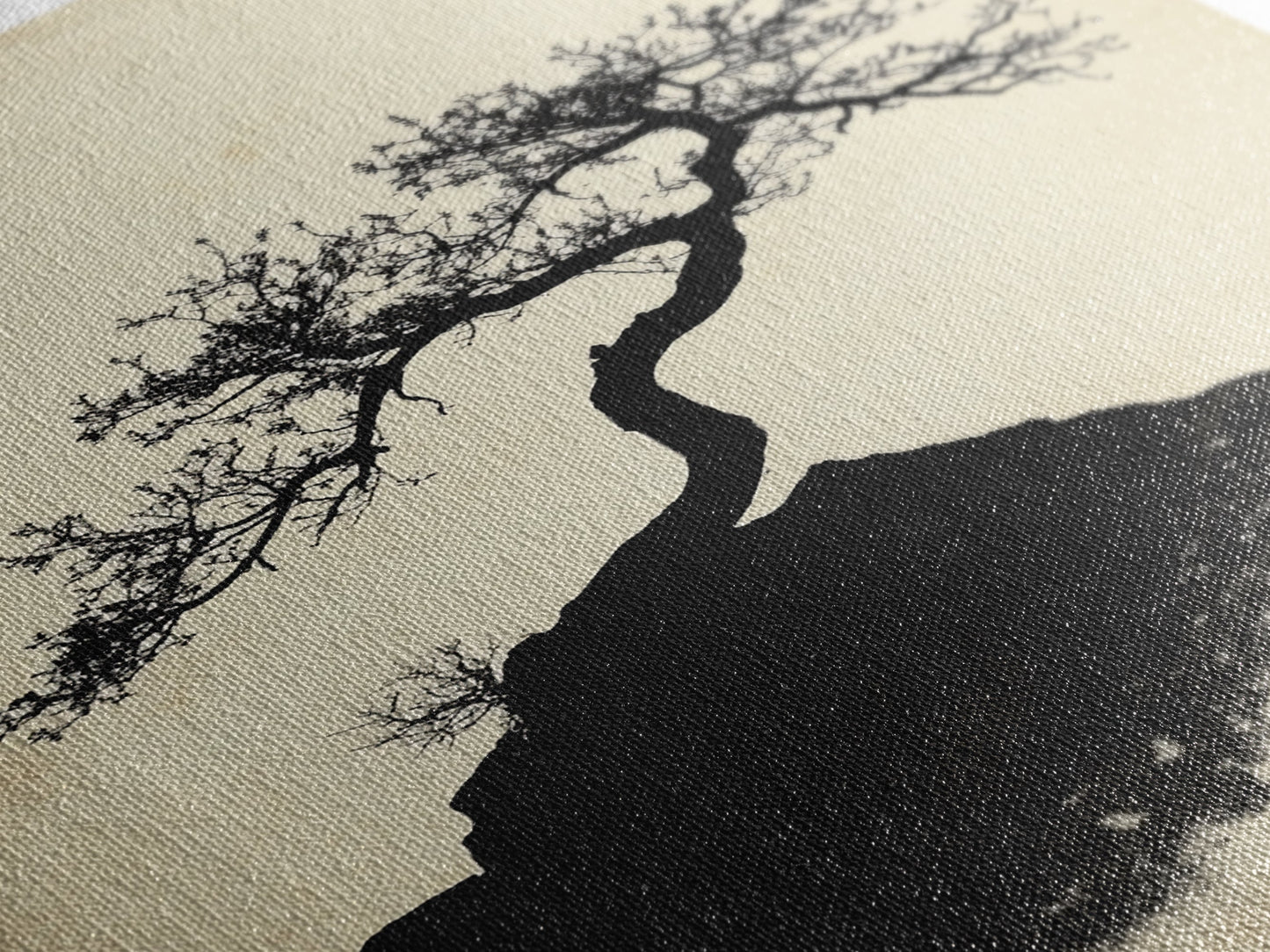 Black and White Charcoal Sketch Print of a Bonzai Tree, Framed Canvas Print, Wabi Sabi Art, Wabi Sabi Painting, Minimalist Home Decor