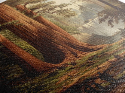 The Redwoods of California, Ancient California Canvas Print, Fantasy Decor, California Wall Art, Tall Redwood Trees Painting