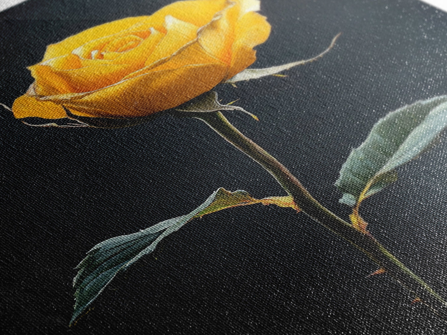 Maximalist Painting Print of a Yellow Rose, Framed Canvas, Wood Framed Art, Modern Farmhouse Decor, Rose Painting, Rose Art