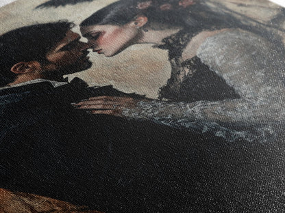 Dark Romance Painting Print, Dark Fantasy Art, Dark Fantasy Home Decor, Gothic Romance Print, Halloween Decor, Couple Gift Idea, Goth Wedding