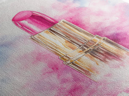 Pink Lipstick Framed Canvas Print, Preppy Dorm Room Decor, Makeup Wall Art, Girl's Dorm Room Wall Art, Preppy Art, Preppy Style Decor