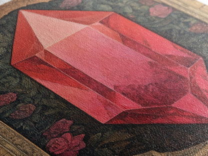 Ruby Painting Print, Framed Canvas Print, Gemstones Wall Art, Precious Stone Painting, Red Gem, Ruby Painting, Antique Minerals Art