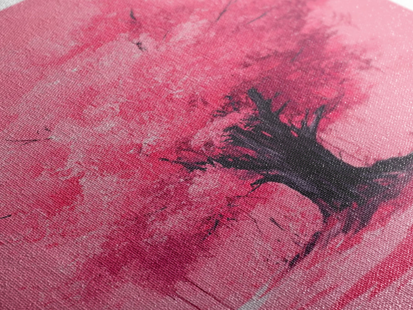 Pink Maple Tree Preppy Painting Print, Girl's Dorm Room Wall Art Home Decor, Trendy Wall Art, Pink Decor