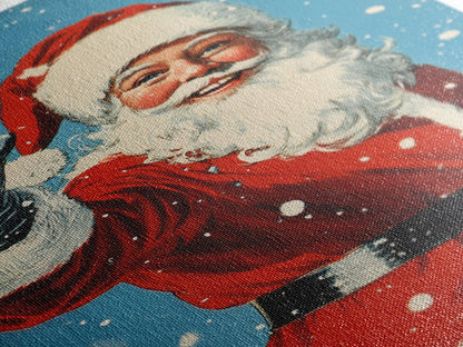 Portrait of Santa Waving Framed Canvas Print, Santa Painting, Santa Art, Santa Home Decor, Christmas Wall Art, Seasonal Christmas, Clearance Christmas