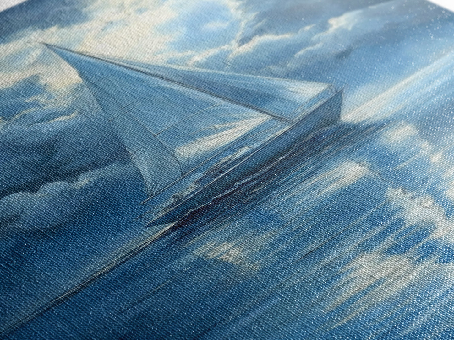 Reflections of a Sail Boat under a Full Moon Framed Canvas Print, Nautical Decor, Sail Boat Oil painting, Sailboat Painting, Nautical Home Decor