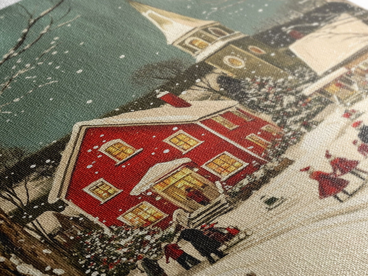 Small Town Christmas Painting Print, Christmas Village Art, Christmas Village Painting, Christmas Home Decor, Christmas Living Room Art