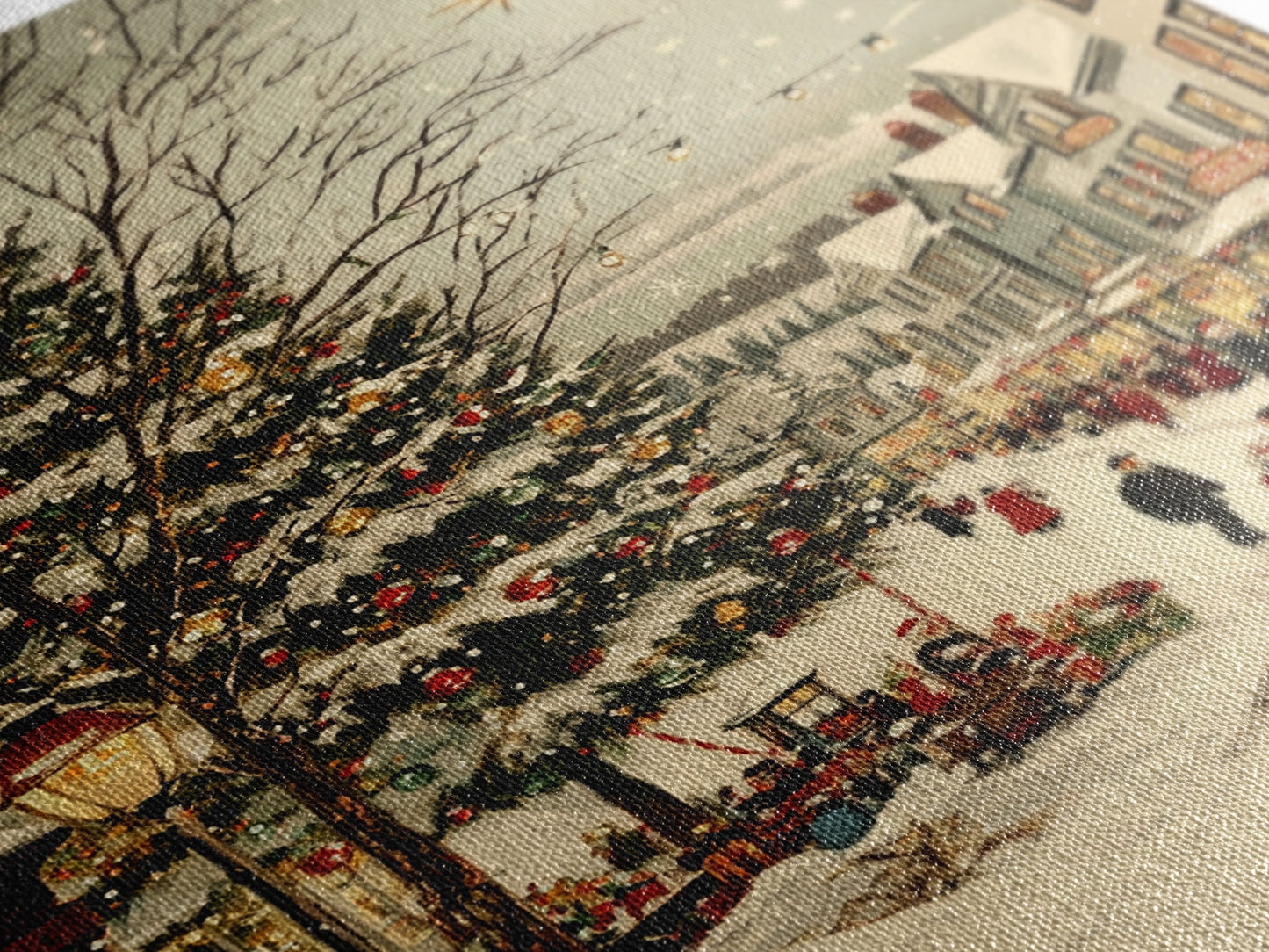 Christmas in Demark Framed Canvas Print, European Christmas Village Wall Art, Snowy Christmas Village Print, Christmas Prints, Xmas Art