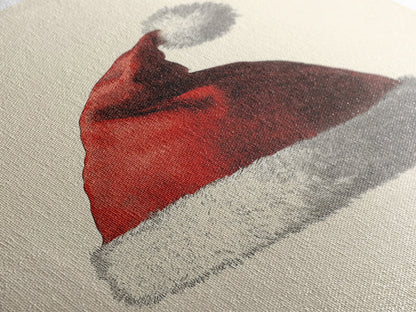 Painting of Santa's Hat Canvas Print - Framed Canvas - Minimalist Christmas Art - Boho Christmas Art - Rustic Christmas Art
