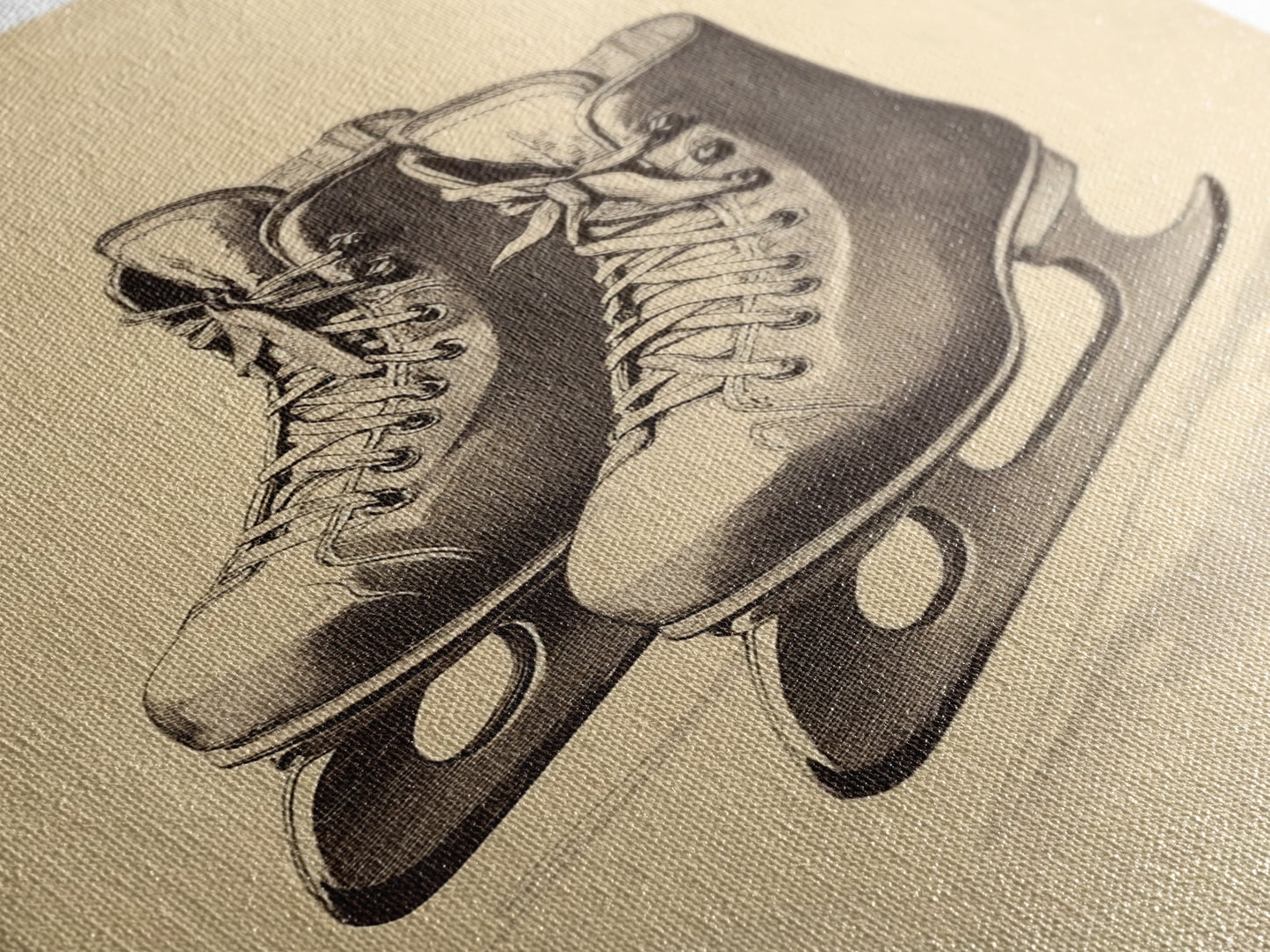 Vintage Ice Skates Canvas Print - Framed Canvas - Minimalist Christmas Art - Boho Christmas Art - Rustic Christmas Art