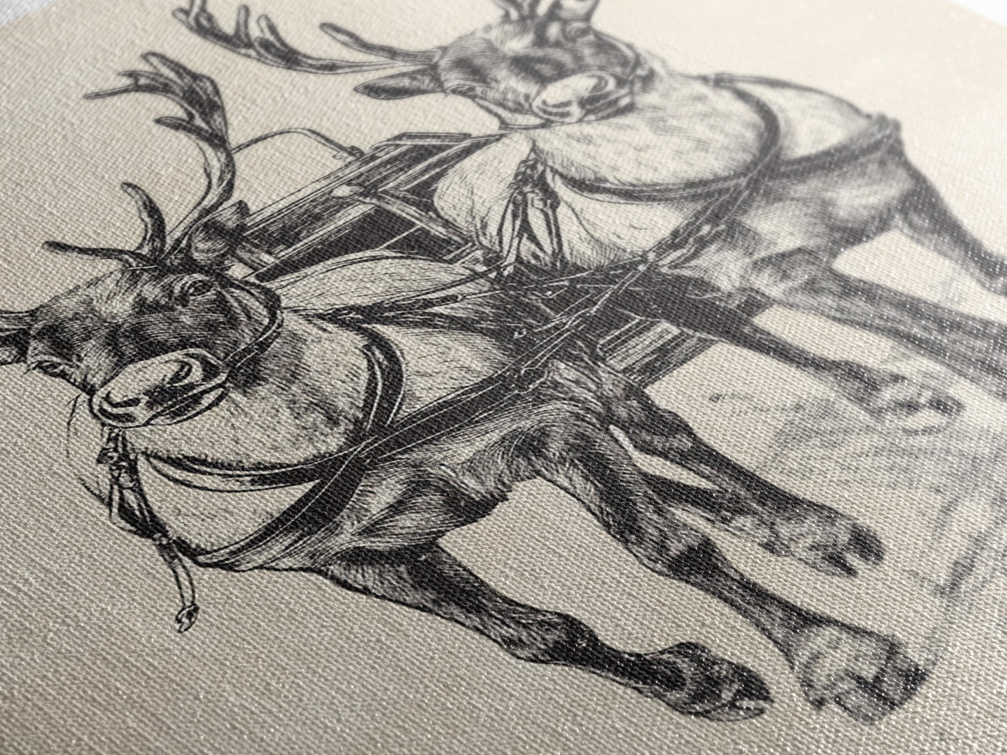 Santa's Sleigh Canvas Print - Framed Canvas - Minimalist Christmas Art - Boho Christmas Art - Rustic Christmas Art