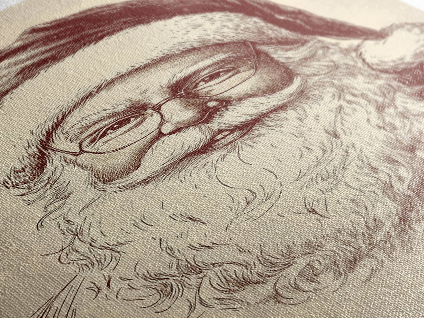 Portrait of Santa Clause Canvas Print - Framed Canvas - Minimalist Christmas Art - Boho Christmas Art - Rustic Christmas Art