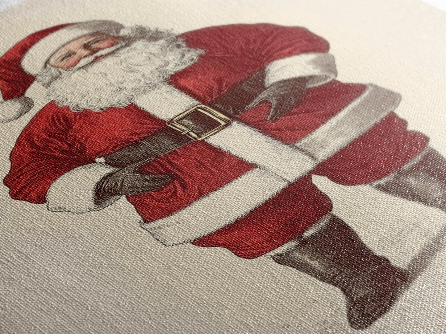 Cheerful Santa Clause Canvas Print - Framed Canvas - Minimalist Christmas Art - Boho Christmas Art - Rustic Christmas Art