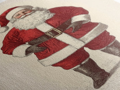 Cheerful Santa Clause Canvas Print - Framed Canvas - Minimalist Christmas Art - Boho Christmas Art - Rustic Christmas Art