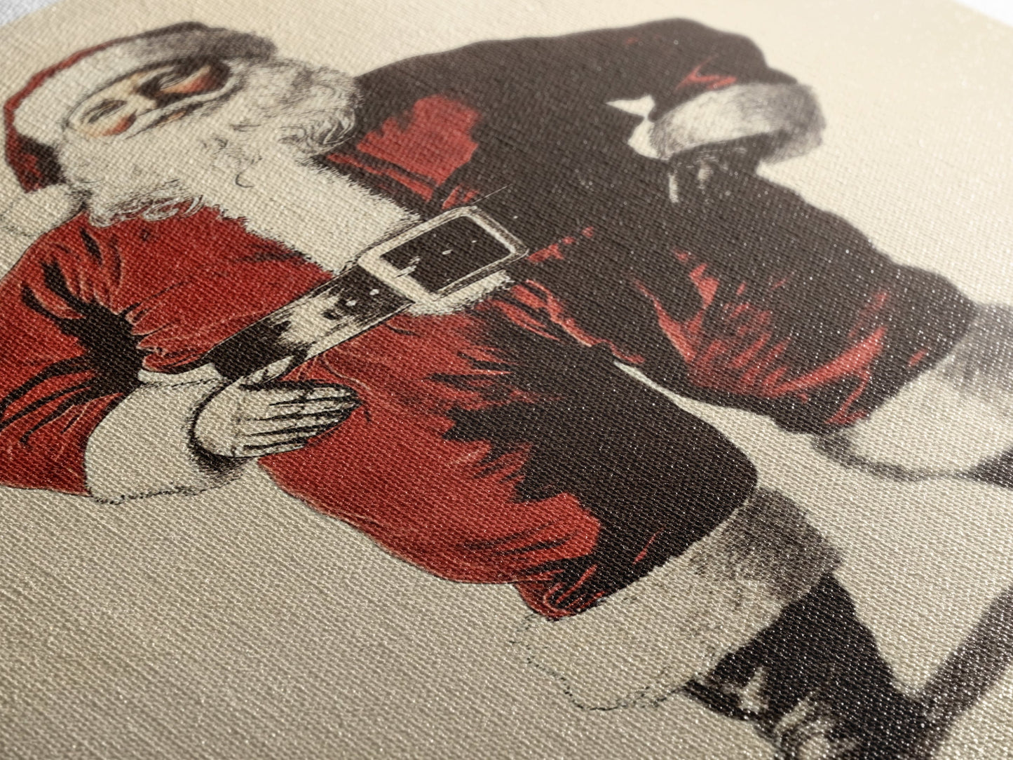 Vintage Santa Clause Canvas Print - Framed Canvas - Minimalist Christmas Art - Boho Christmas Art - Rustic Christmas Art