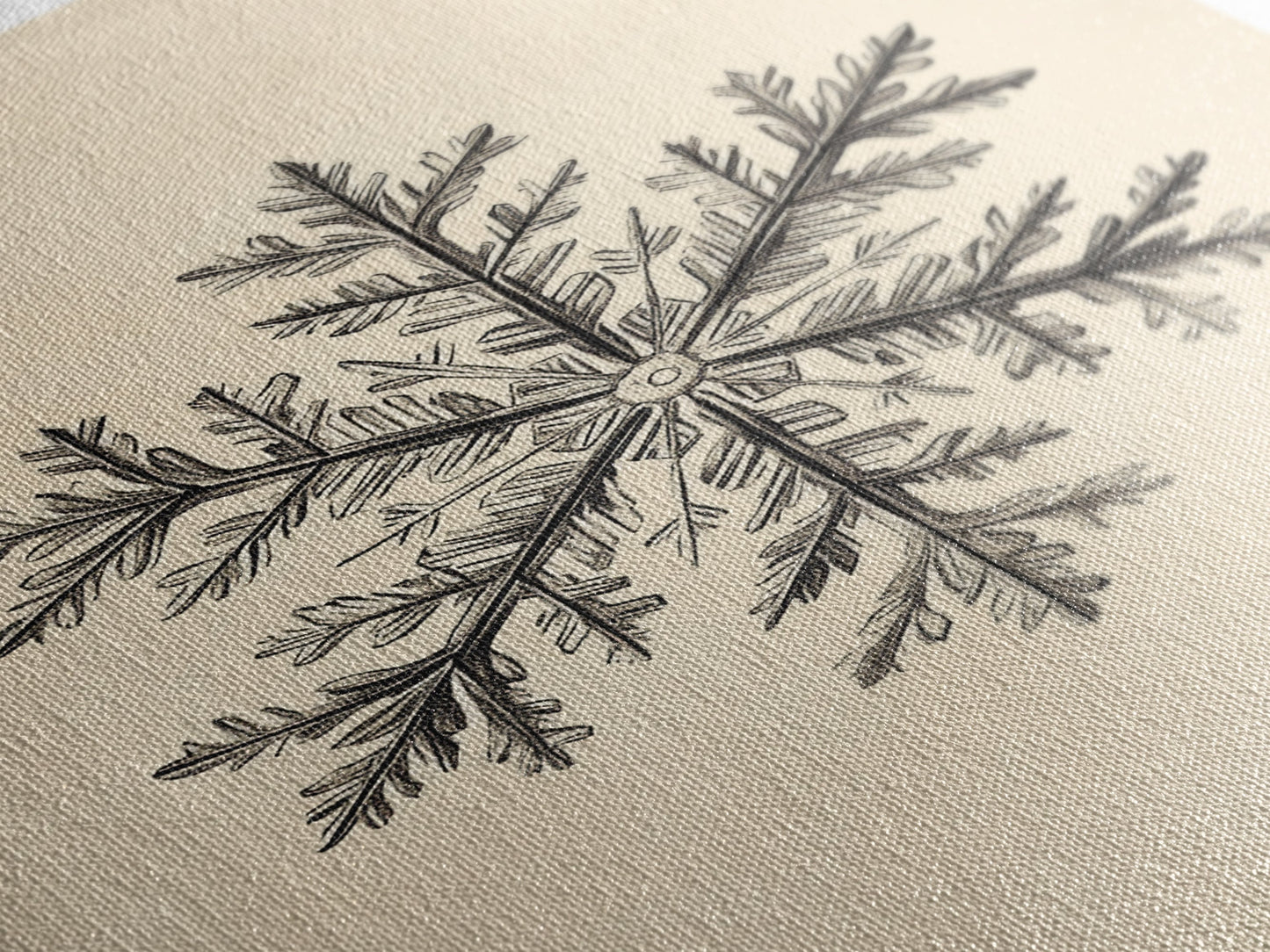 Drawing of a Snowflake Canvas Print - Framed Canvas - Minimalist Christmas Art - Boho Christmas Art - Rustic Christmas Art