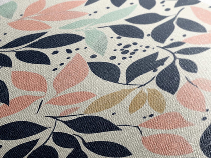 Pastel Florel and Botanical Wall Art, Mid Century Modern Leaves Art Print, Wood Frame Wall Art Canvas Print, Canvas Art, Living Room Decor