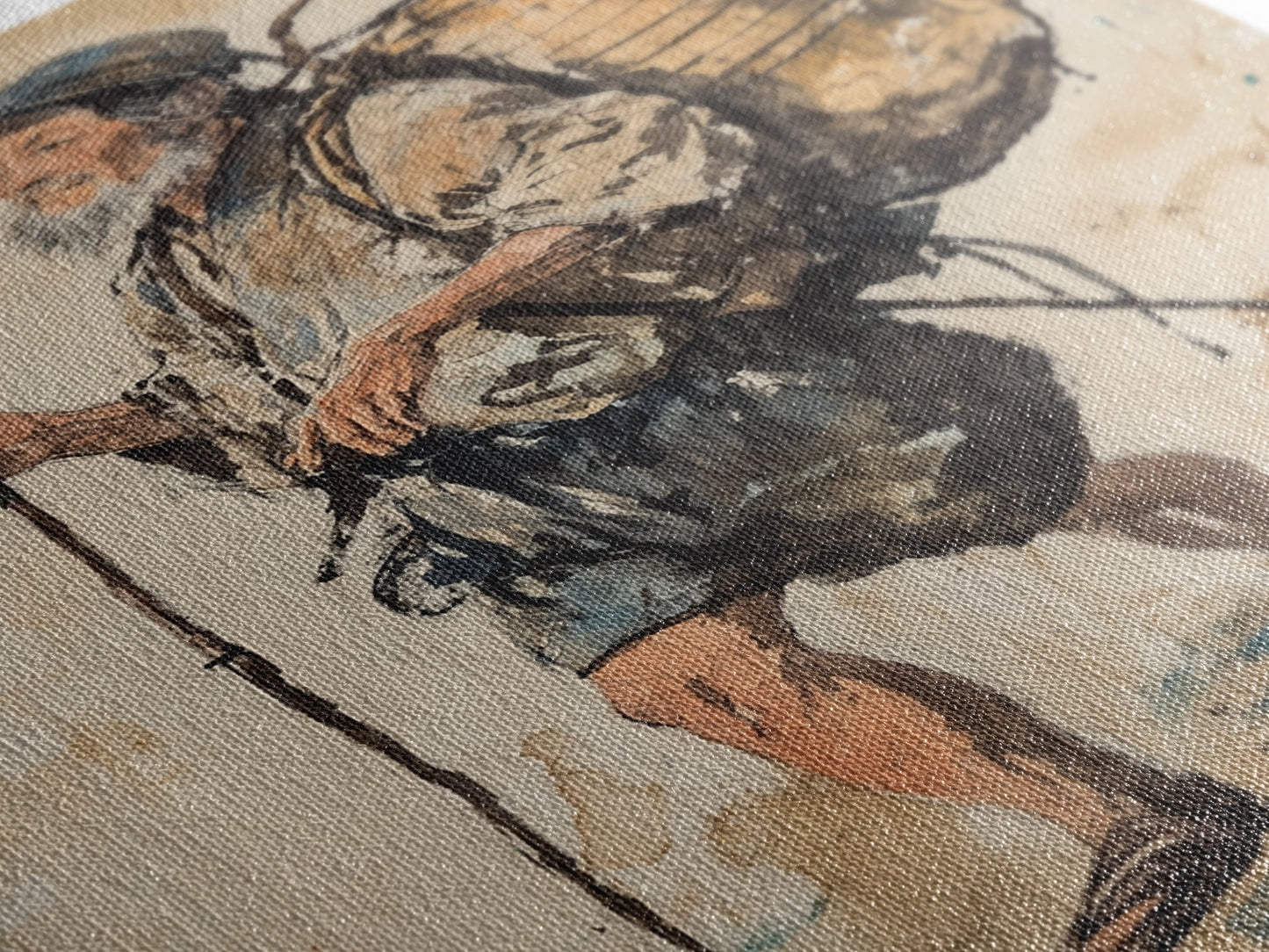 Japanese Fisherman Painting Print, Wabi Sabi Wall Art, Japanese Style Home Decor, Japanese Wood Block Print Style Art