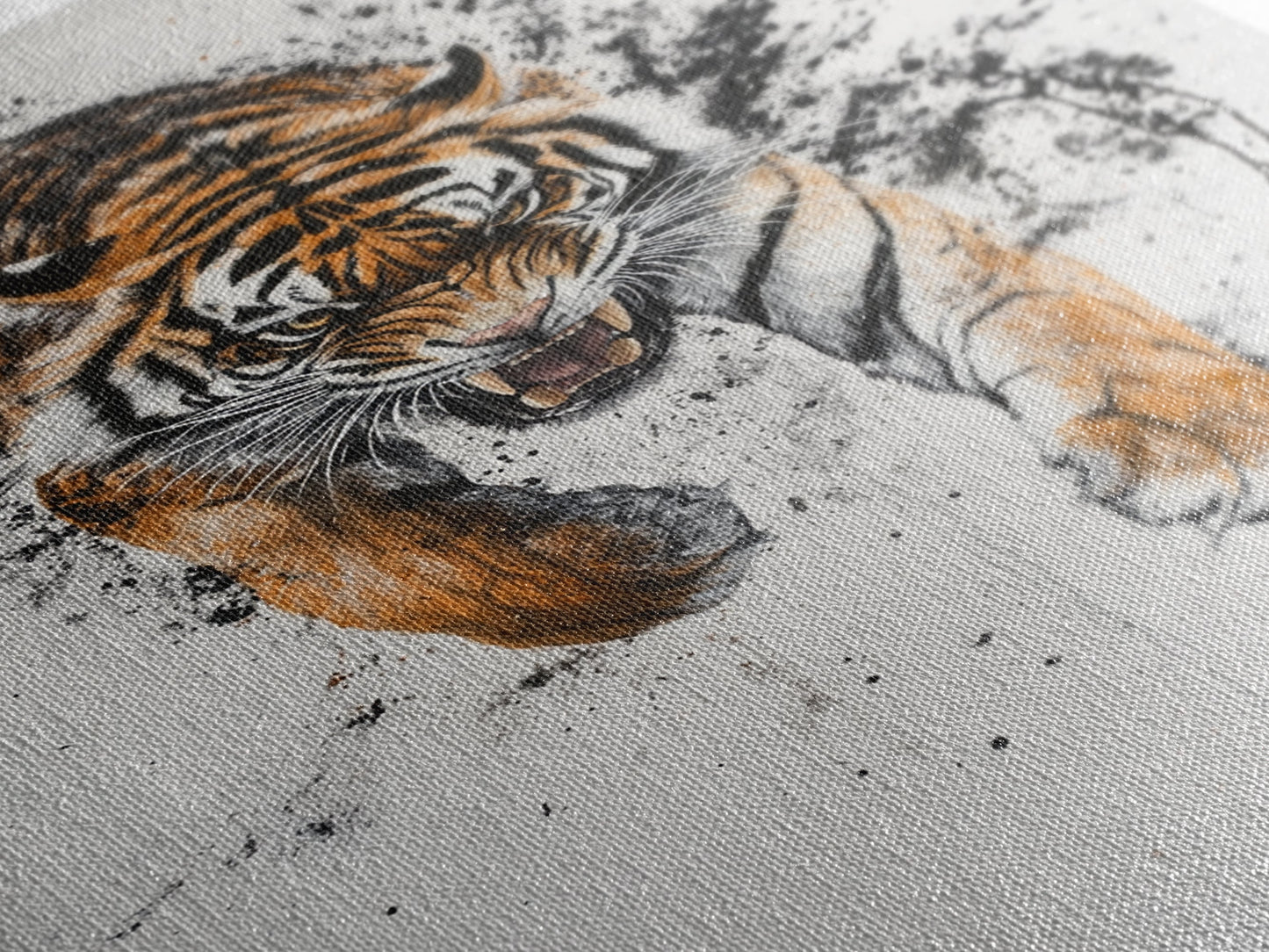 Animal Prints - Tiger Roar - Framed Canvas Print - Tiger Art - Tiger Decor -Gift For Him - Tiger Painting