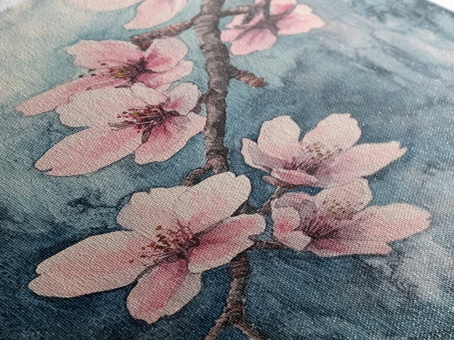 Home Decor Cherry Blossoms Wall Art, Cherry Blossom Art, Large Gallery Wrapped Canvas, Ready To Hang Aesthetic Decor, Cherry Blossom Art