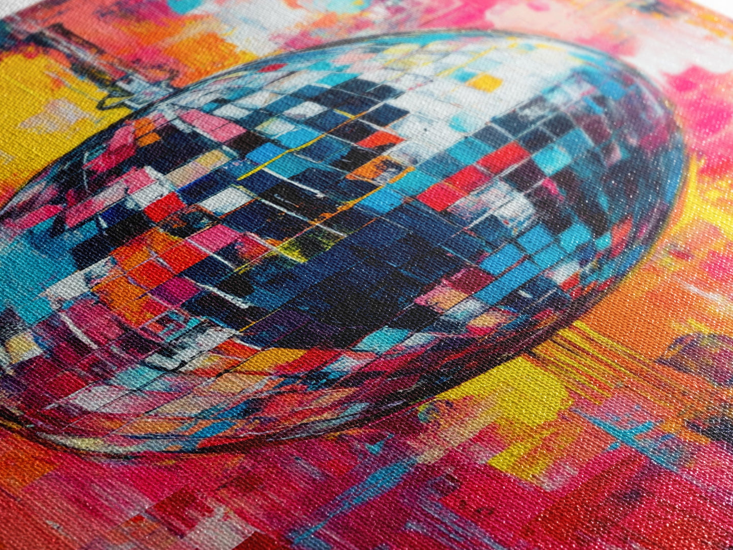 Graffiti Abstract Disco Ball Painting Print, Disco Ball Canvas Print, Rainbow Disco Ball, Pop Art Disco Ball Wall Art For Living Room