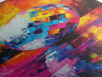 Reflections of a Disco Ball, Framed Canvas Print, Disco Ball Poster, Disco Ball Painting, Disco Ball Wall Art, Dance Studio Decor