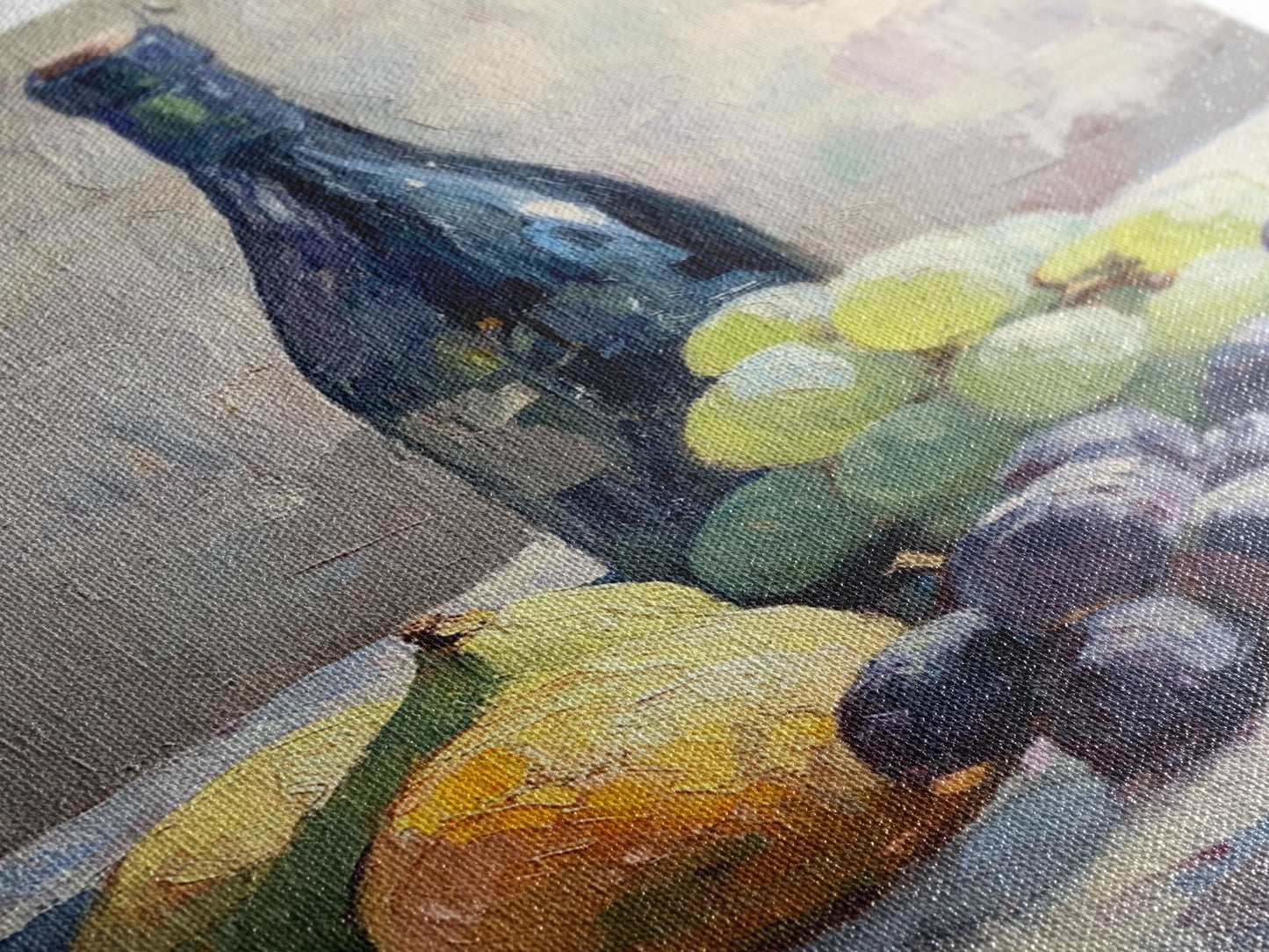 Still Life Of Grapes and Wine, Framed Canvas Print, Antique Style Fruit Still Life Oil Painting Print, Kitchen Decor, Rustic Farmhouse Kitchen Art