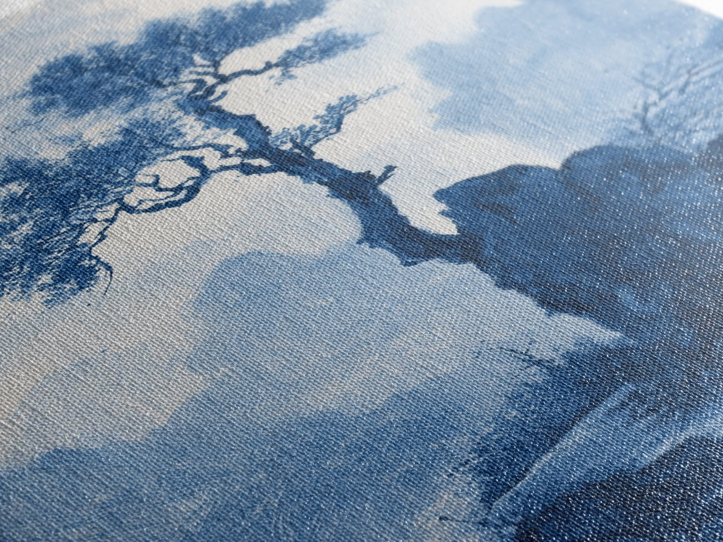 Chinoiserie Wall Art, Chinoiserie Style Canvas Print, Chinoiserie Blue Painting, Retro Boho Style Minimalist Wall Art, Blue Painting