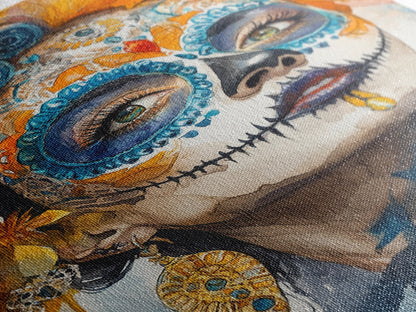 Chicano Art Framed Canvas Print, Day of the Dead / Dia De Los Muertos Wall Art, Mexicano Decor, Mexicano Wall Art, Senora Portrait