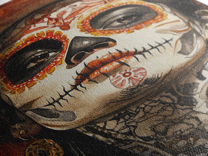 Tag der Toten – gerahmter Leinwanddruck, Chicano-/Mexikanische Wandkunst, Wohndekoration, Chicano-Gemälde