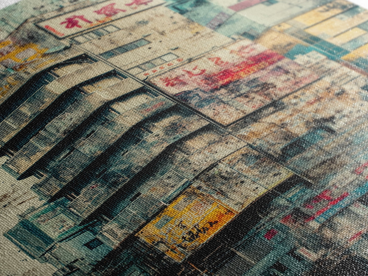 Cyberpunk Style Retro-Futurism Wall Art, Framed Canvas Print, Cyber Punk Home Decor, Cityscape Art