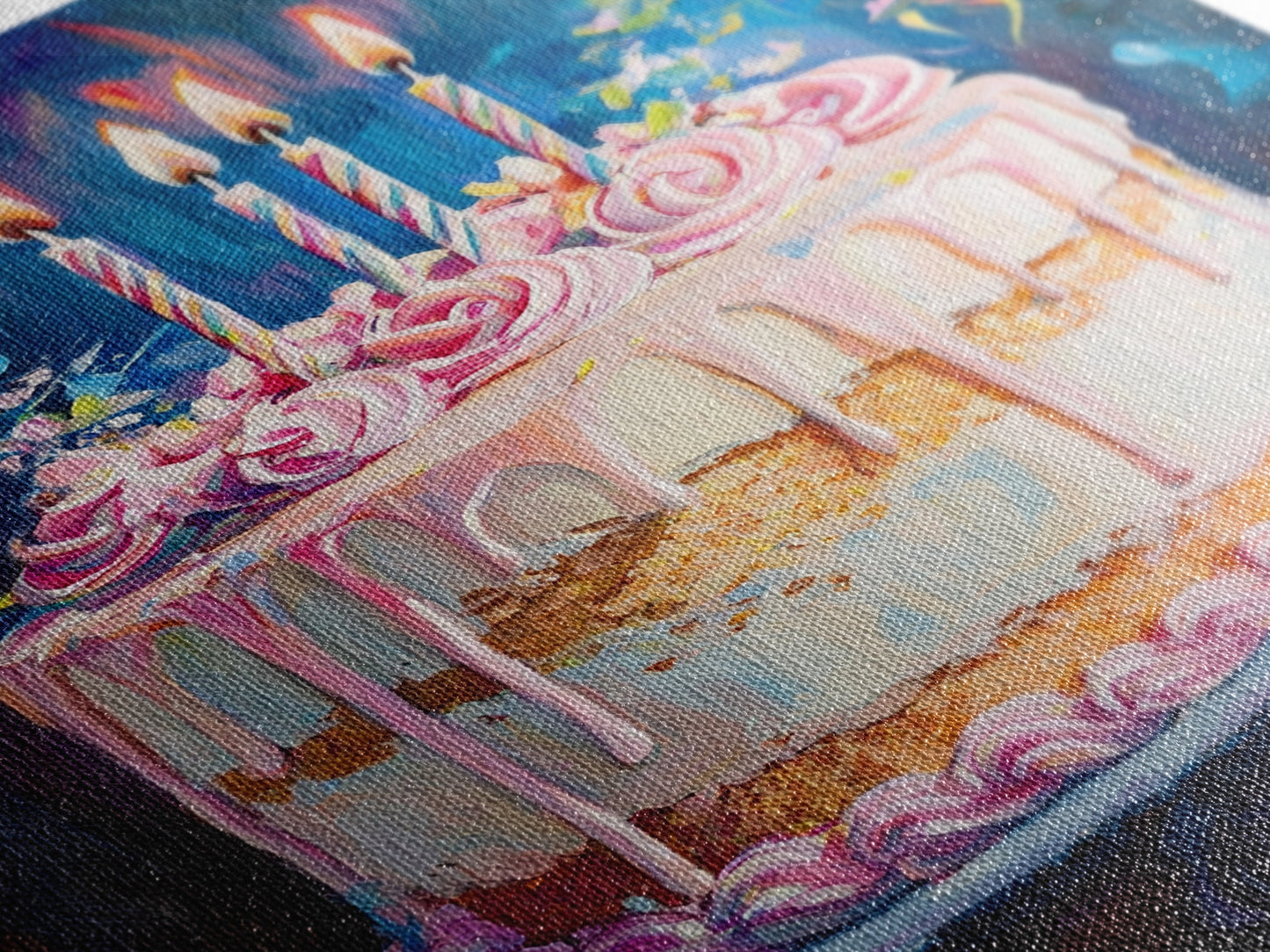 The Birthday Cake, Abstract Canvas Print Oil Painting Of a Birthday Cake, Kitchen Decor, Food Review Kitchen Art, Dining Room Art