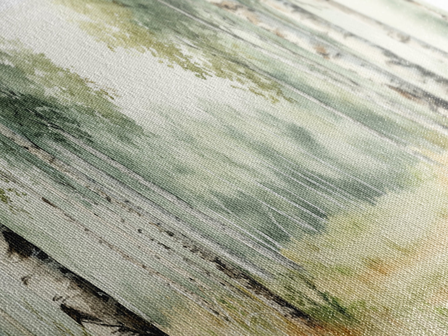 Silver Birch Trees in Spring Panoramic Canvas Print, Panoramic Painting, Aspen Trees Painting, Forest Landscape Horizontal Wall Art