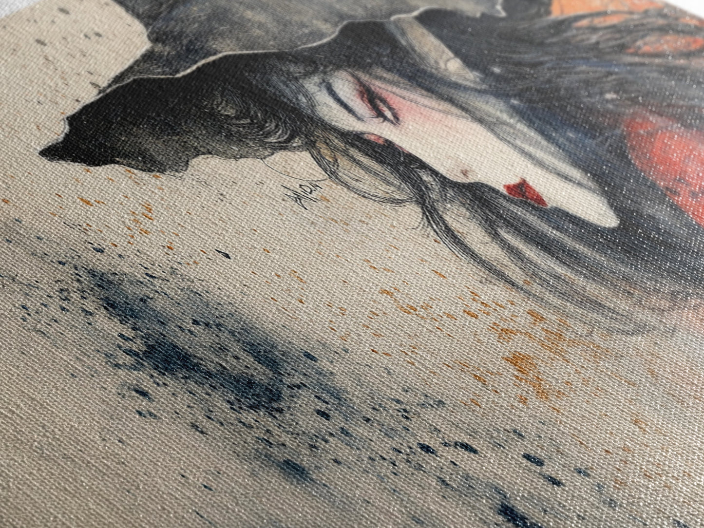 Panoramic Portrait of a Witch - Wabi Sabi Halloween Mashup - Halloween Decor - Witchy Wall Art - Witch Painting - Witch Art