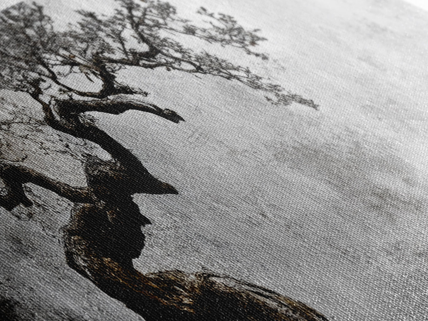 Black and White Bonzai Tree Framed Canvas Print, Wabi Sabi Japanese Style Home Decor, Minimalist Art, Moody Decor, Moody Art